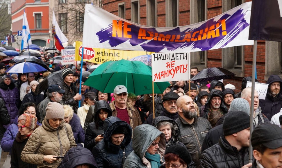 Rusakalbių protestas Rygoje