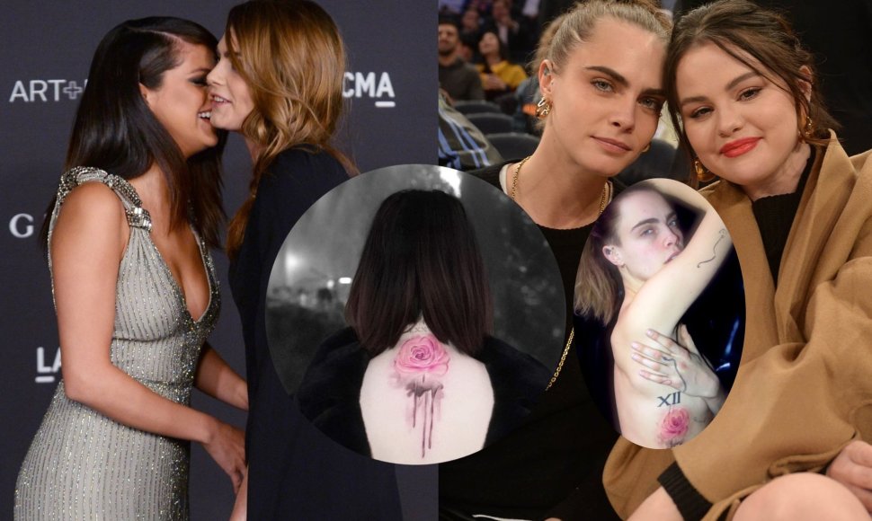 Cara Delevingne ir Selena Gomez, jų tatuiruotės