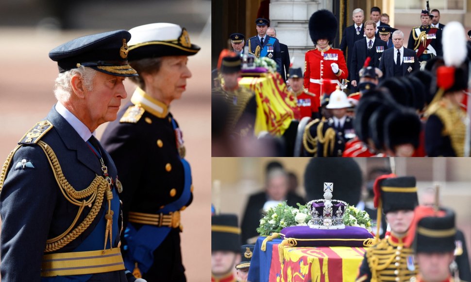 Karalienės Elizabeth II karstas perkeliamas į Vestminsterio rūmus