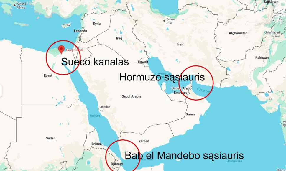 Sueco kanalas, Hormuzo sąsiauris, Bab el Mandebo sąsiauris