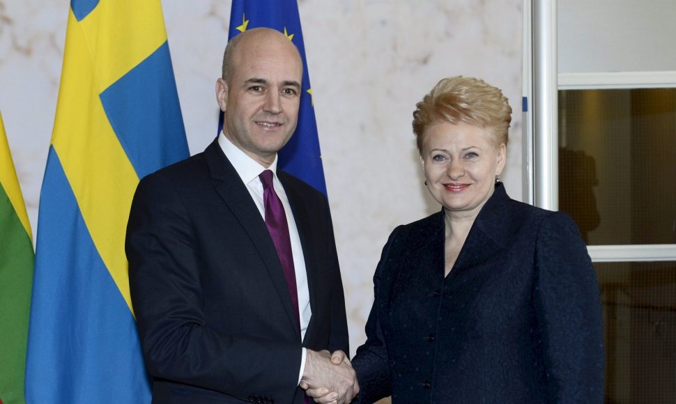 Švedijos ministras pirmininkas Fredrikas Reinfeldtas ir Lietuvos prezidentė Dalia Grybauskaitė 