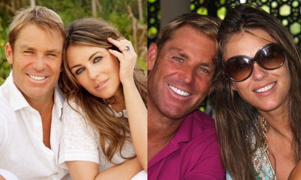 Elizabeth Hurley ir Shane'as Warne'as