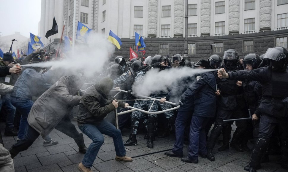 Eurointegracijos šalininkų ir milicijos susidūrimas Kijeve