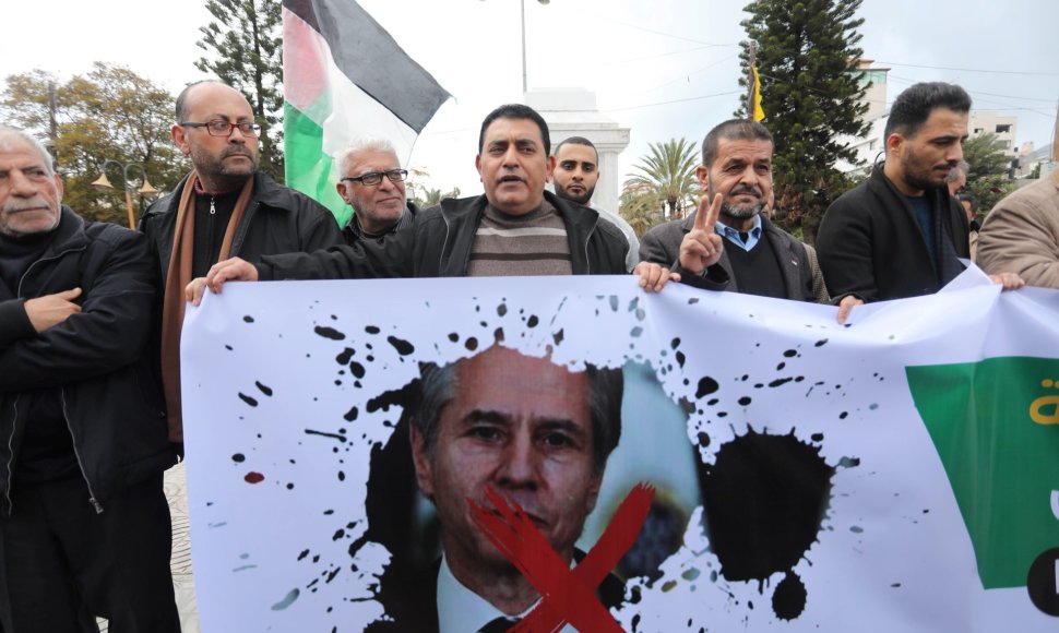 Protestas Gazos ruože prieš A.Blinkeno vizitą