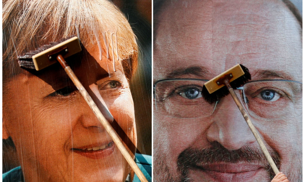Vokietijos konservatorių lyderė ir kanclerė A.Merkel bei SPD pirmininkas M.Schulzas