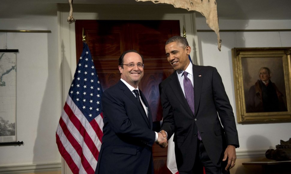 Prancūzijos prezidentas Francois Hollande'as ir JAV prezidentas Barackas Obama