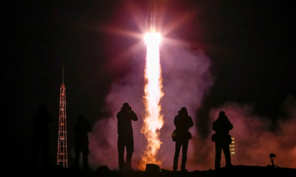 Rusiškos raketos „Sojuz“ startas iš Baikonuro kosmodromo