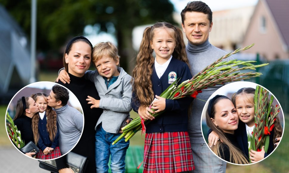 Ineta Puzaraitė-Žvagulienė ir Ąžuolas Žvagulis su vaikais Barbora ir Bernardu