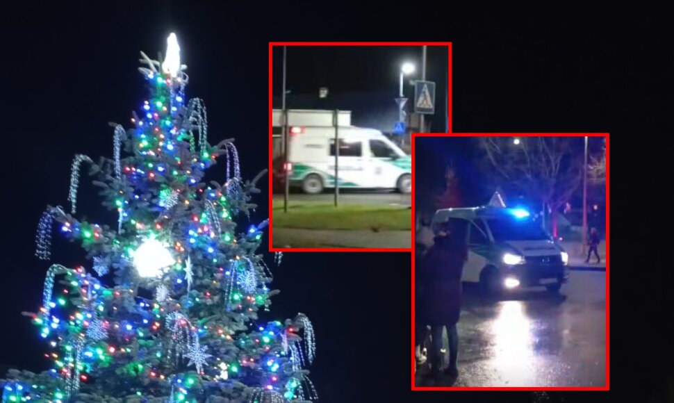 Policijos automobilis su Kalėdų Seneliu