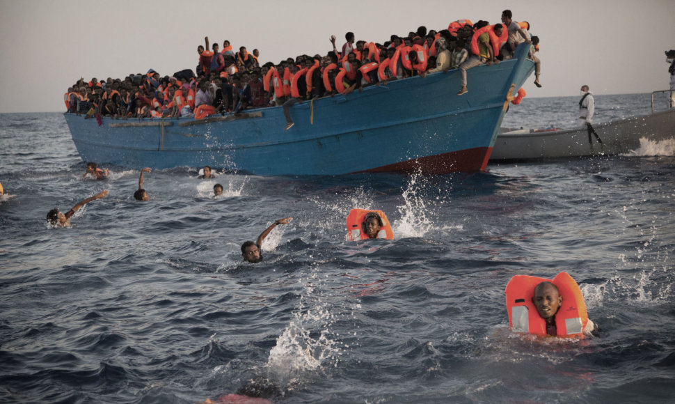 Migrantai prie Libijos krantų