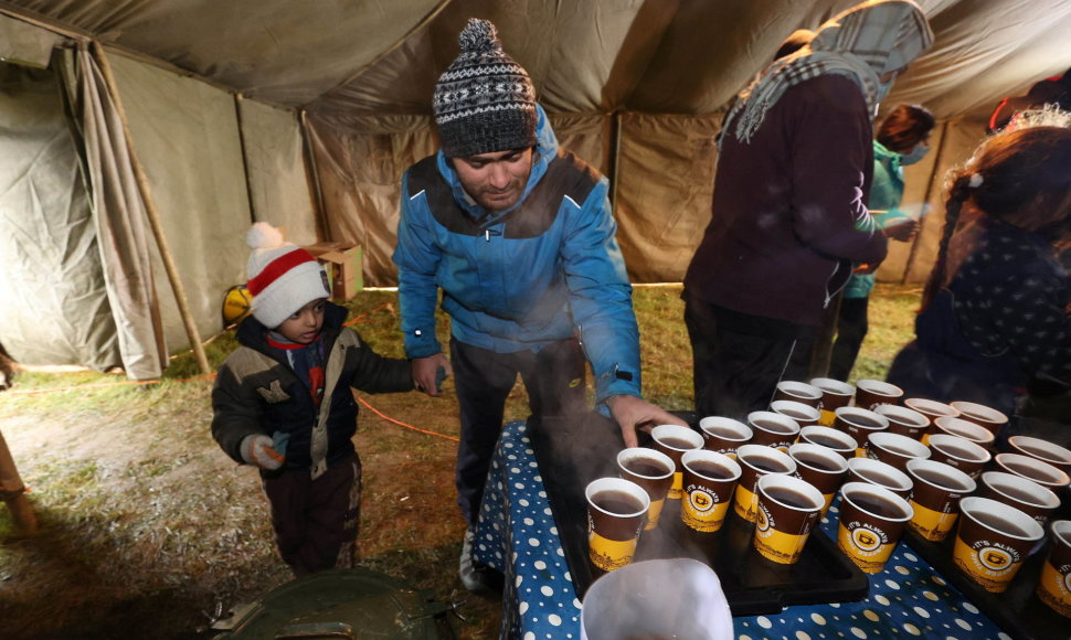 Migrantai Lenkijos pasienyje