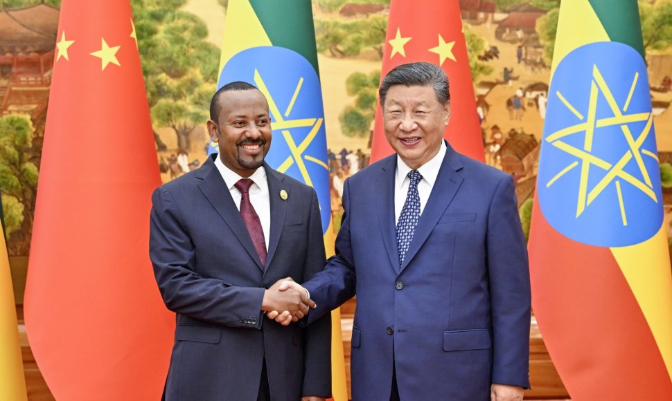 Kinijos prezidentas Xi Jinpingas ir Etiopijos premjeras Abiy Ahmedas