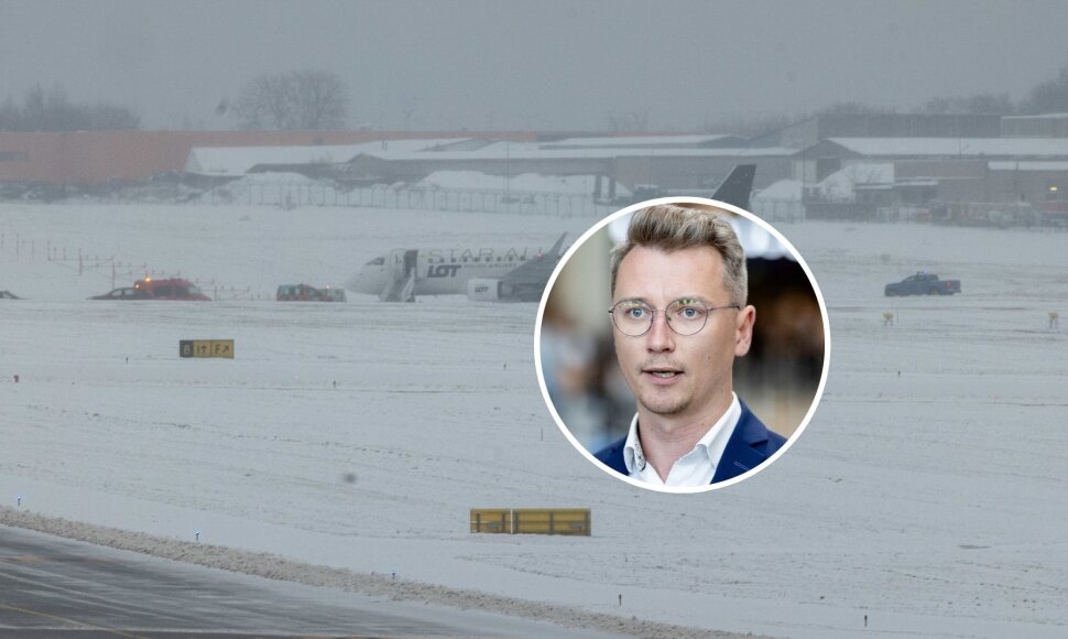Tadas Vasiliauskas ir nuo tako nuslydęs lėktuvas