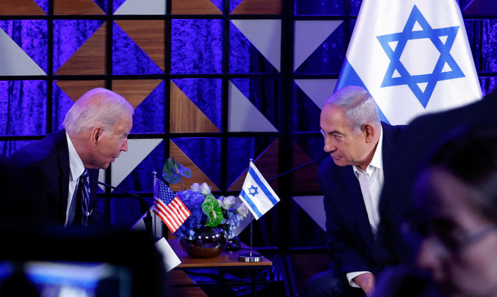JAV prezidentas Joe Bidenas ir Izraelio premjeras Benjaminas Netanyahu