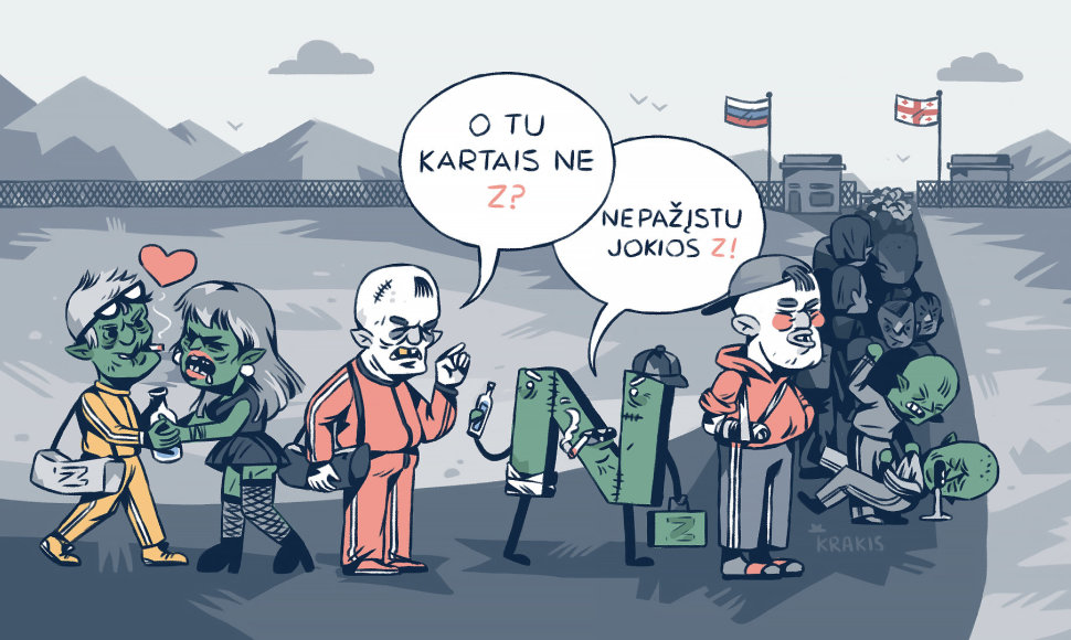 Mobilizacija Rusijoje. Igno Krakio karikatūra