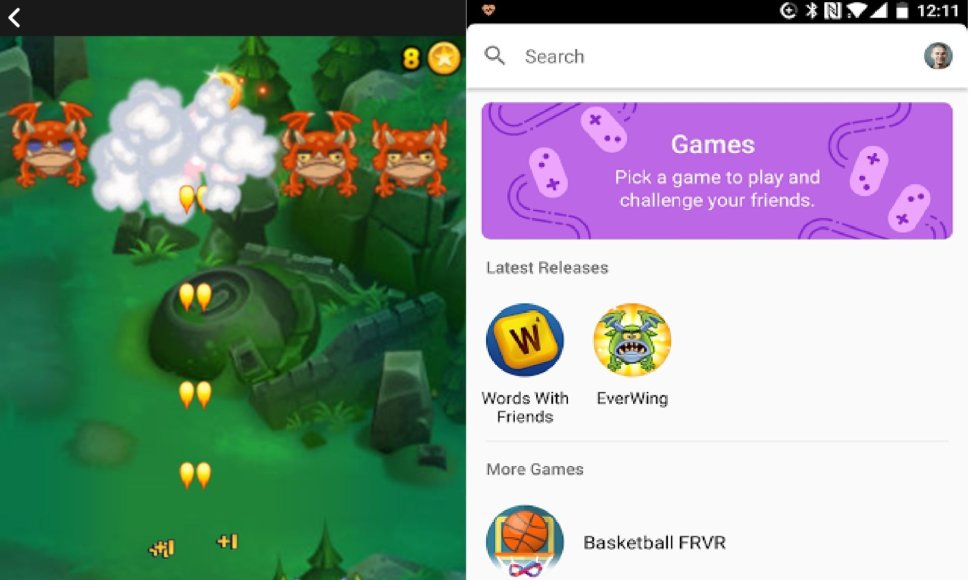 Žaidimų platforma „Messenger“ programėlėje