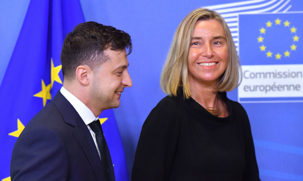 Volodymyras Zelenskis ir Federica Mogherini