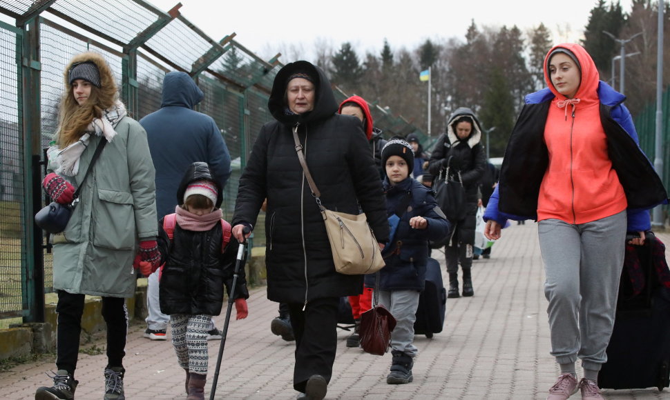 Pabėgėliai iš Ukrainos Lenkijos pasienyje