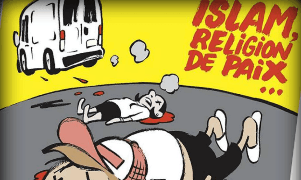 Naujausias „Charlie Hebdo“ viršelis ironiškai skelbia, kad islamas yra taikos religija