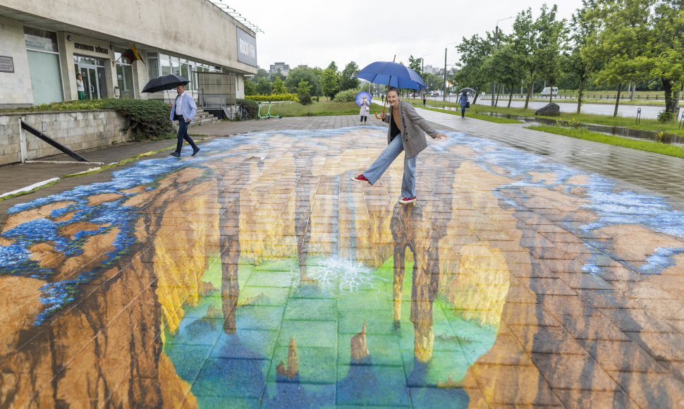 Vilniuje, prie Spaudos rūmų pristatytas didžiausias Lietuvoje 3D piešinys