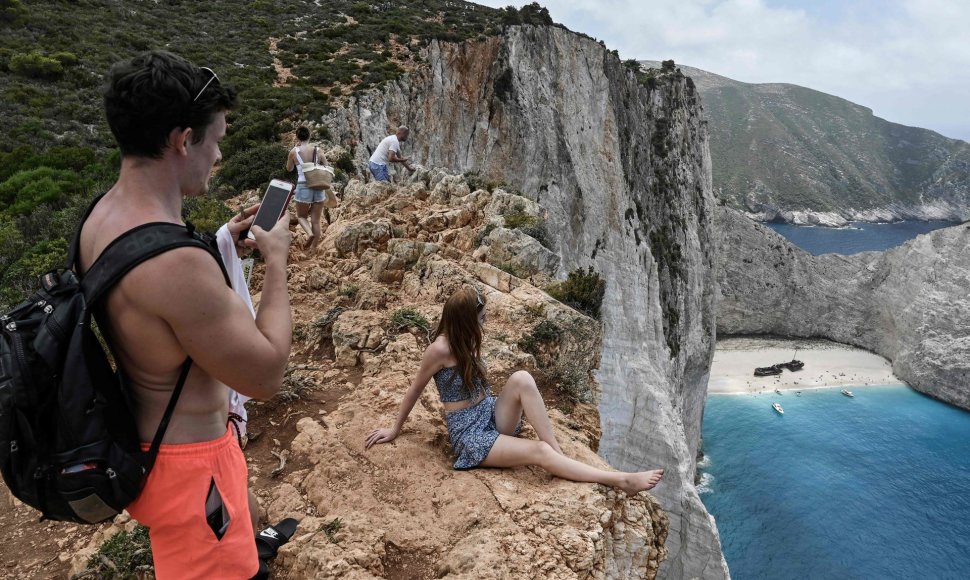 Turistai Graikijoje liepos mėnesį