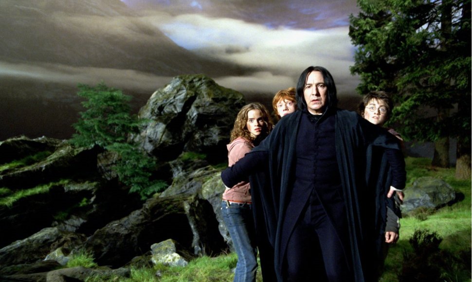 Emma Watson, Rupertas Grintas, Alanas Rickmanas ir Danielis Radcliffe'as filme „Haris Poteris ir Azkabano kalinys“