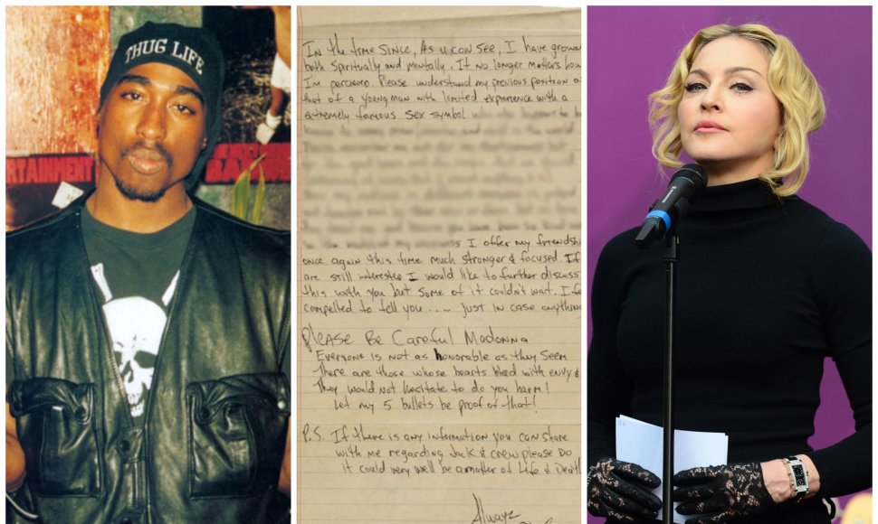 Parduodamas Tupaco meilės laiškas Madonna