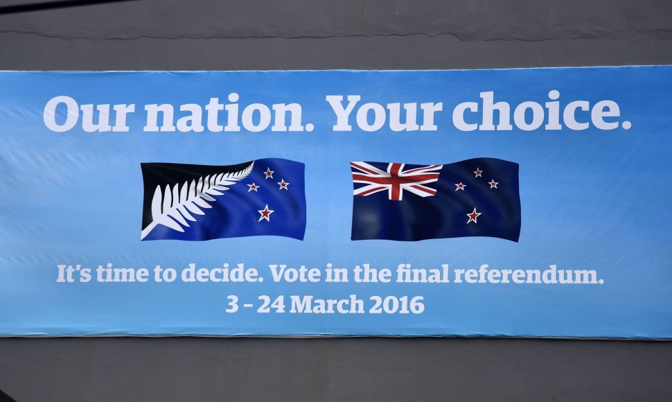 Naujoji Zelandija referendume balsuoja dėl šalies vėliavos
