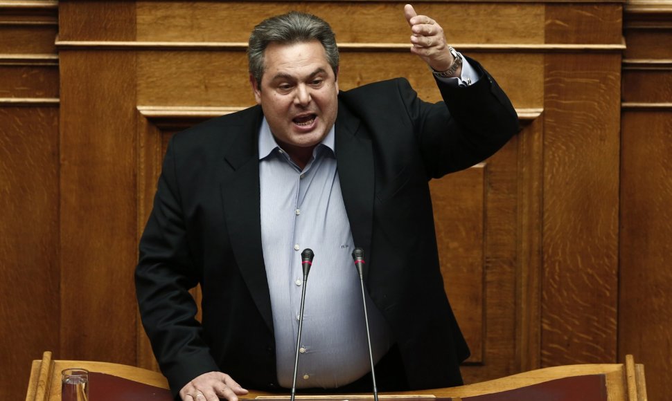 Skandalingasis Graikijos krašto apsaugos ministras Panos Kammenos.