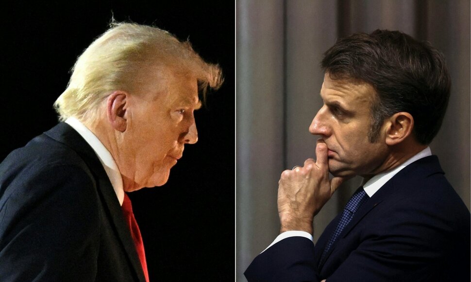 Donaldas Trumpas ir Emmanuelis Macronas / ROBERTO SCHMIDT YOAN VALAT / AFP