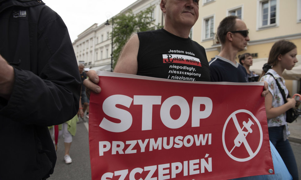 Protestas prieš vakcinaciją Lenkijoje