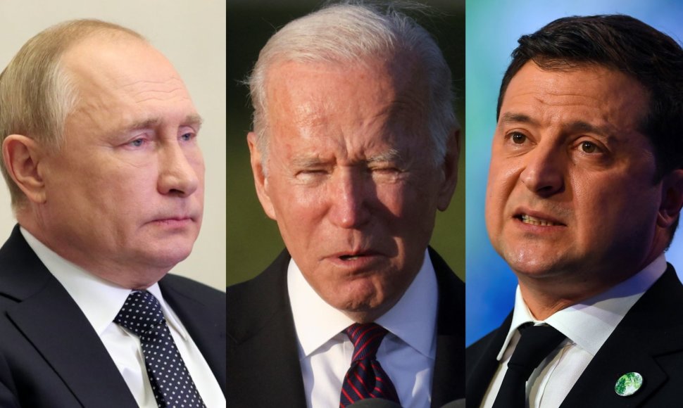 V.Putinas, J.Bidenas ir V.Zelenskis