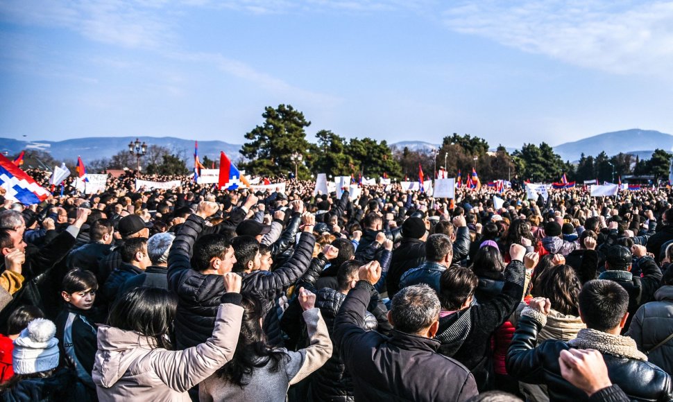 Protestas Stepanakerte dėl Lačino koridoriaus blokados