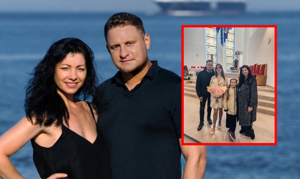 Andrius Rimi&scaron;kis su žmona Vaida ir dukromis
