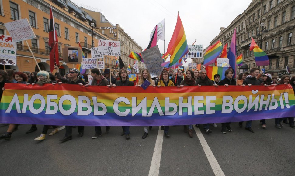 Homoseksualų teisių gynėjų protestas Sankt Peterburge