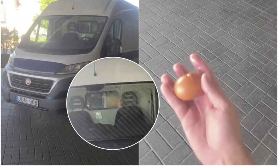 Į tarnybinį pareigūnų automobilį mestas kiaušinis