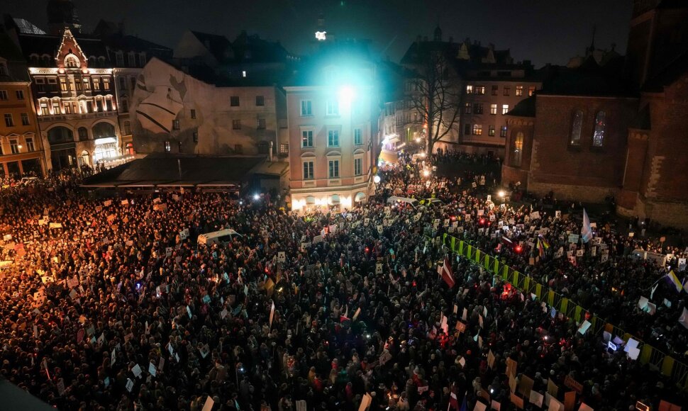 Protestas Rygoje prieš pasitraukimą iš Stambulo konvencijos