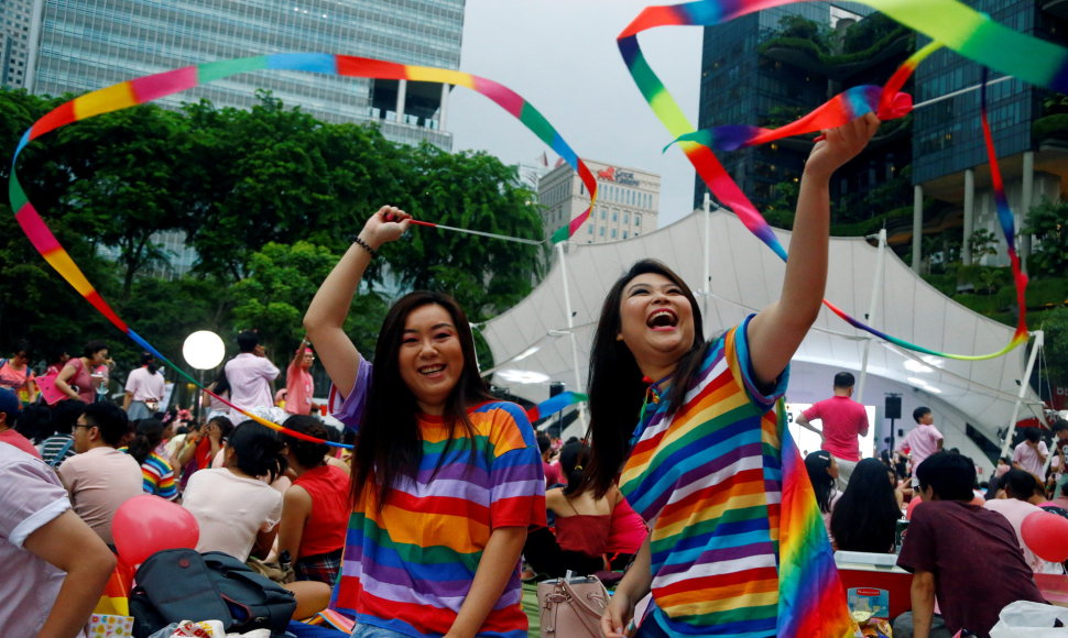 Kasmetinio LGBT bendruomenės renginio Singapūre „Rožinis taškas“ akimirka