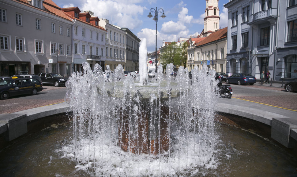 Vilniaus Rotušės aikštėje pradėjo veikti fontanas