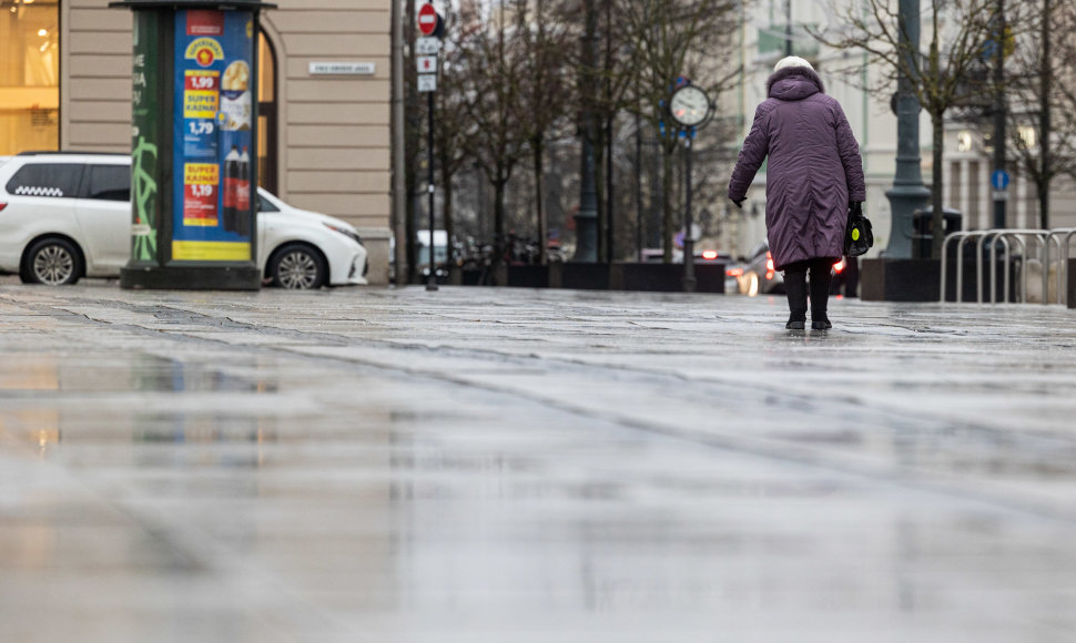 Plikledis sukaustė Vilniaus šaligatvius