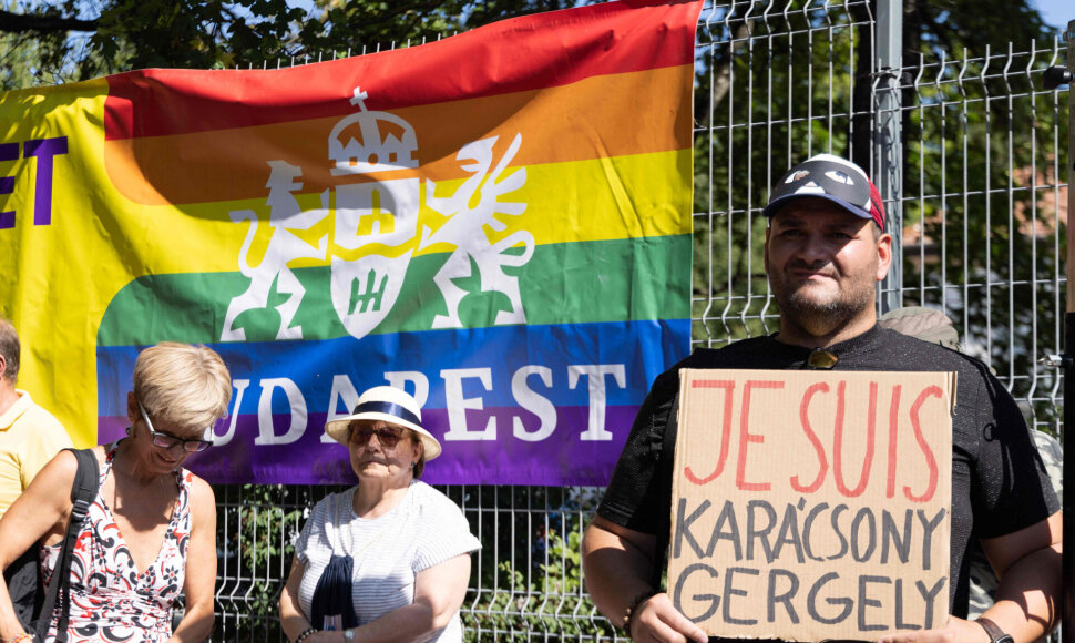 Protestuotojai už Budape&scaron;to &bdquo;Pride&ldquo; / ATTILA VOLGYI / AFP