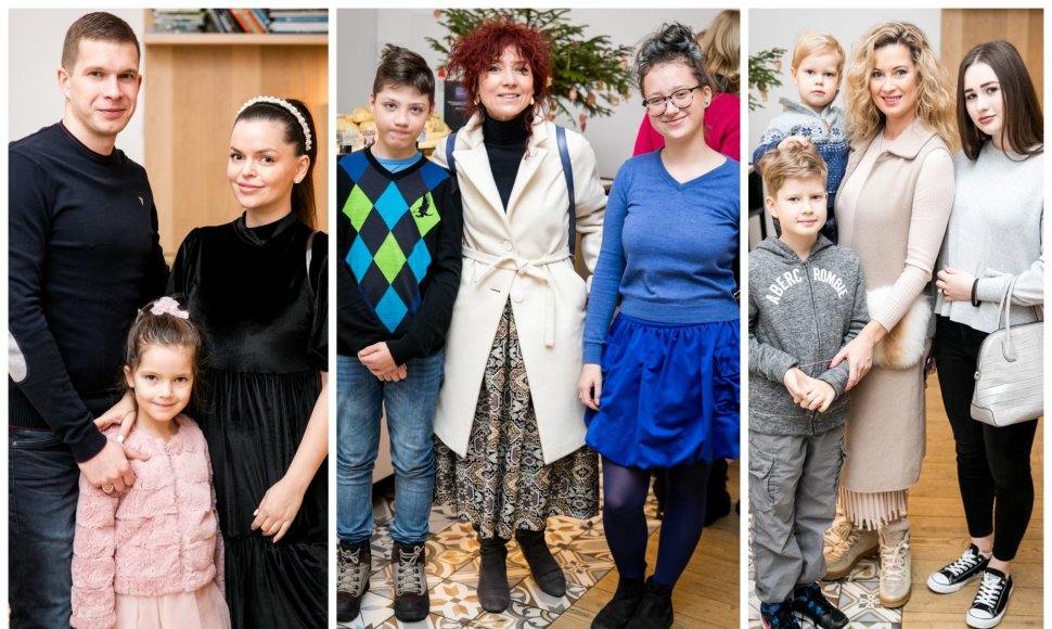Indrė Trusovė su šeima, Redita Dominaitytė su vaikais, Renata Voitechovskaja-Norvilė su sūnumis ir dukra.