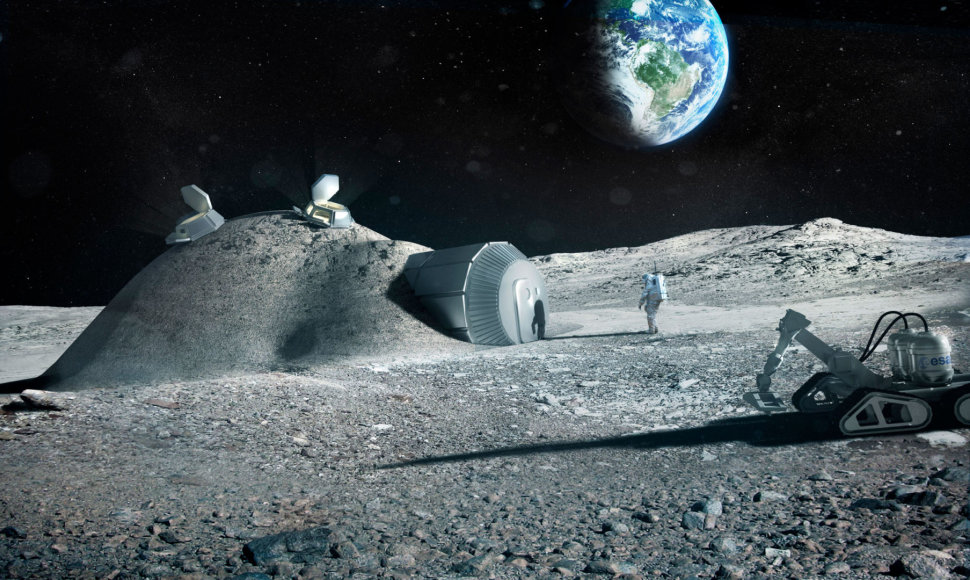 Šitokią savo Mėnulio bazės išvaizdą įsivaizduoja Europos kosmoso agentūra