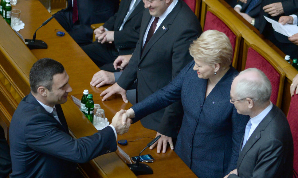 Dalia Grybauskaitė – Petro Porošenkos inauguracijoje. 