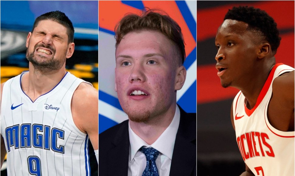 Iš kairės: Nikola Vučevičius, Ignas Brazdeikis, Victoras Oladipo