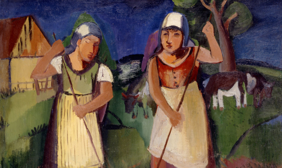 Pranas Domšaitis. Dvi valstietės, 1928