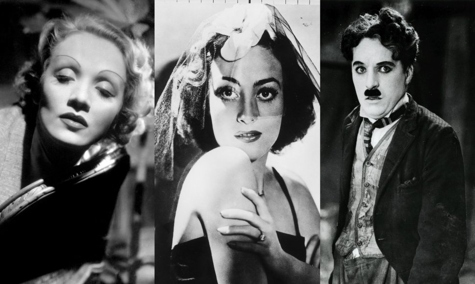 Marlene Dietrich, Joan Crawford, Charlie Chaplinas