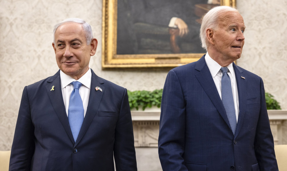 Izraelio ministras pirmininkas Benjaminas Netanyahu ir JAV prezidentas Joe Bidenas