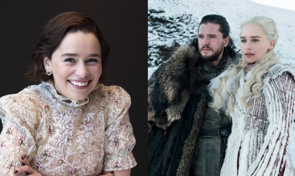 Emilia Clarke ir jos įkūnijama Daenerys Targaryen seriale „Sostų karai“