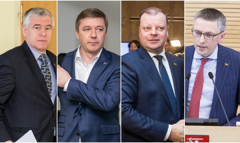 Jonas Jarutis,  Ramūnas Karbauskis, Saulius Skvernelis ir Vytautas Bakas